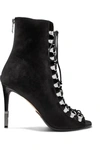 BALMAIN CLUB LEATHER-TRIMMED SUEDE ANKLE BOOTS