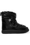 MONCLER SHELL AND PATENT-LEATHER SNOW BOOTS