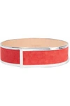 BALMAIN WOMAN METALLIC LEATHER-TRIMMED SUEDE BELT RED,US 1188406768824548