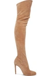 CASADEI WOMAN SUEDE THIGH BOOTS CAMEL,GB 2243576767712582