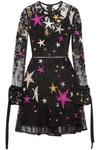 ELIE SAAB BELTED EMBELLISHED TULLE MINI DRESS,3074457345620815541