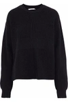 HELMUT LANG WOMAN RIBBED AND BOUCLÉ-KNIT WOOL, YAK AND CASHMERE-BLEND SWEATER BLACK,GB 1874378722979438