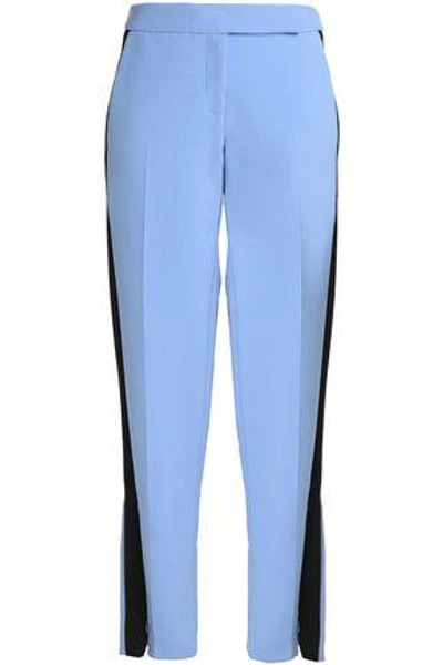 Amanda Wakeley Woman Pixel Two-tone Crepe Straight-leg Trousers Light Blue