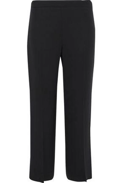 Carolina Herrera Woman Cropped Silk-crepe Straight-leg Trousers Black