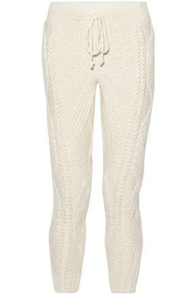 Adam Lippes Woman Cable-knit Wool And Cashmere-blend Tapered Trousers Cream