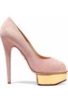 CHARLOTTE OLYMPIA CHARLOTTE OLYMPIA WOMAN SUEDE PLATFORM PUMPS BLUSH,3074457345619091961