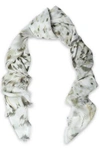 ROBERTO CAVALLI ROBERTO CAVALLI WOMAN PRINTED MODAL AND SILK-BLEND SCARF IVORY,3074457345619301151