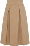 CAROLINA HERRERA WOMAN PLEATED WOOL-BLEND SKIRT CAMEL,GB 4146401443604687