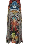 dressing gownRTO CAVALLI WOMAN FLUTED PRINTED SILK-GEORGETTE MAXI SKIRT MULTIcolour,US 2243576767732701
