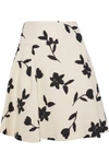 CAROLINA HERRERA CAROLINA HERRERA WOMAN PLEATED INTARSIA WOOL-TWILL MINI SKIRT CREAM,3074457345619416147