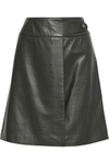 CAROLINA HERRERA CAROLINA HERRERA WOMAN LEATHER MINI WRAP SKIRT FOREST GREEN,3074457345619418745