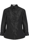 Carolina Herrera Silk Taffeta Collared Shirt -black In Black