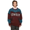 DSQUARED2 DSQUARED2 BURGUNDY AND BLUE COWBOY SWEATER