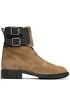 BELSTAFF WOMAN BUCKLE-DETAILED SUEDE ANKLE BOOTS BEIGE,GB 1874378722952967