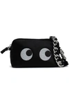 ANYA HINDMARCH WOMAN EYES APPLIQUÉD SATIN CLUTCH BLACK,US 1050808782316