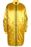 MSGM WOMAN RUCHED SATIN BOMBER JACKET MUSTARD,GB 1874378722757190