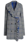 MSGM WOMAN RUFFLED PRINCE OF WALES CHECKED COTTON-BLEND CAPE GRAY,GB 1874378722759340