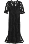 DOLCE & GABBANA WOMAN RUFFLE-TRIMMED LACE AND TULLE MAXI DRESS BLACK,AU 14693524283459644