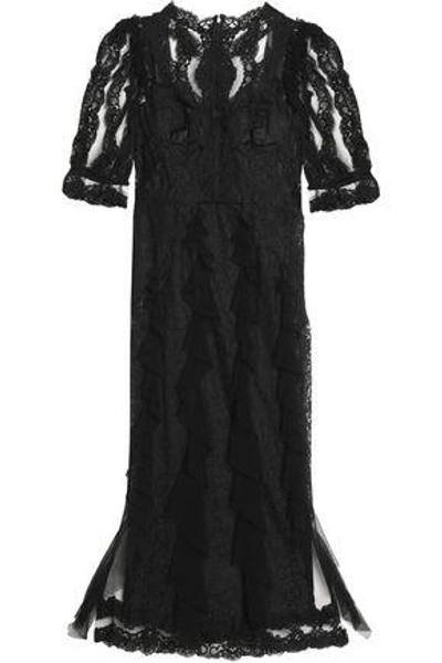 Dolce & Gabbana Woman Ruffle-trimmed Lace And Tulle Maxi Dress Black