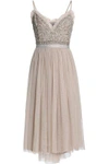NEEDLE & THREAD WOMAN EMBELLISHED CREPE AND TULLE DRESS STONE,GB 4146401443485557