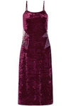 ANNA SUI ANNA SUI WOMAN STARBURST CRUSHED-VELVET SLIP DRESS PLUM,3074457345619323055