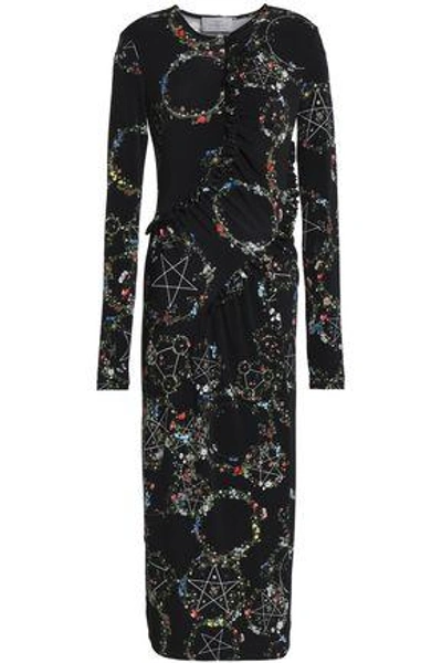 Preen By Thornton Bregazzi Woman Margerita Floral-print Stretch-jersey Midi Dress Black