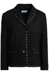 RED VALENTINO WOMAN EYELET-EMBELLISHED WOOL-BLEND JACKET BLACK,GB 3633577412060747