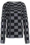 MARC JACOBS WOMAN DISTRESSED CHECKED WOOL AND CASHMERE-BLEND SWEATER BLACK,GB 4230358016313570