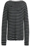 MARC JACOBS WOMAN DISTRESSED STRIPED WOOL AND CASHMERE-BLEND SWEATER GRAY,GB 4230358016299961