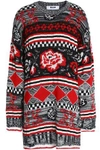 Msgm Oversized Intarsia Wool-blend Sweater In Red