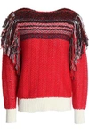 MARC JACOBS WOMAN FRINGE-TRIMMED COTTON-BLEND JACQUARD jumper RED,GB 4230358016339978