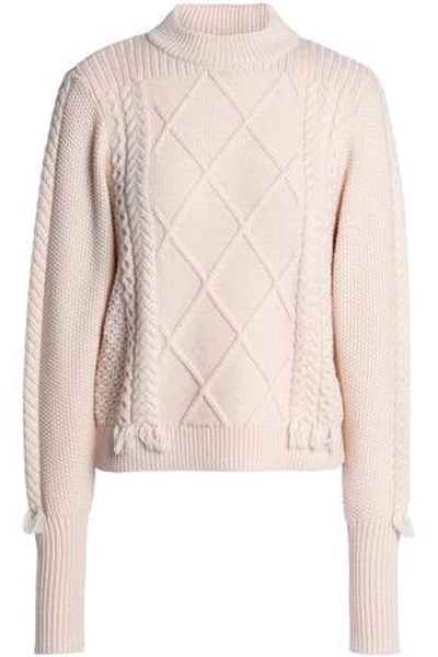 Veda Woman Tasseled Wool Cable-knit Jumper Blush