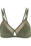 ELLE MACPHERSON BODY WOMAN STRETCH-MESH AND JERSEY SOFT-CUP BRA ARMY GREEN,AU 1016843420014948