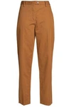 MAISON MARGIELA WOMAN COTTON AND LINEN-BLEND TWILL TAPERED PANTS CAMEL,GB 4772211930077856