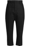 RICK OWENS WOMAN CROPPED COTTON-CANVAS TAPERED PANTS BLACK,GB 3024088872795342