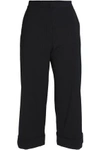 ALEXANDER WANG ALEXANDER WANG WOMAN CROPPED CHAIN-TRIMMED TWILL WIDE-LEG trousers BLACK,3074457345618763938