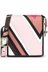 EMILIO PUCCI WOMAN LEATHER-TRIMMED PRINTED TWILL SHOULDER BAG BABY PINK,GB 1050808778231