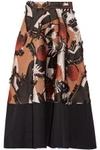 ROKSANDA ROKSANDA WOMAN FRINGED SILK-BLEND JACQUARD MIDI SKIRT BLACK,3074457345618907680