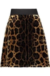 DOLCE & GABBANA LEOPARD-PRINT VELVET MINI SKIRT,3074457345617412757