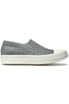 RICK OWENS WOMAN TEXTURED-LEATHER SLIP-ON SNEAKERS GRAY,GB 1016843420018154