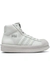 ADIDAS ORIGINALS WOMAN TEXTURED-LEATHER HIGH-TOP SNEAKERS LIGHT GRAY,AU 1016843420014504