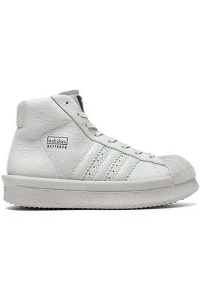 Adidas Originals Woman Textured-leather High-top Trainers Light Grey