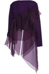 ANTONIO BERARDI WOMAN ASYMMETRIC DRAPED ORGANZA AND CREPE TOP DARK PURPLE,GB 5016545970263540