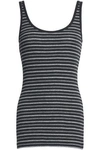 VINCE WOMAN STRIPED RIBBED PIMA COTTON TANK DARK GRAY,AU 82673811977406