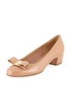 Ferragamo Vara Bow Patent Pumps In Beige