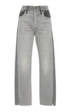 JEAN ATELIER Hunter Two-Tone Cropped High-Rise Straight-Leg Jeans,J019060