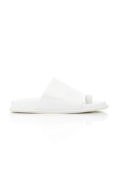 Marina Moscone Leather Slides In White