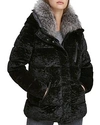 ANDREW MARC Vara Fur Trim Velvet Down Coat,AW8AE215