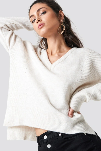 Trendyol Punched Knitted Sweater - White In Ecru