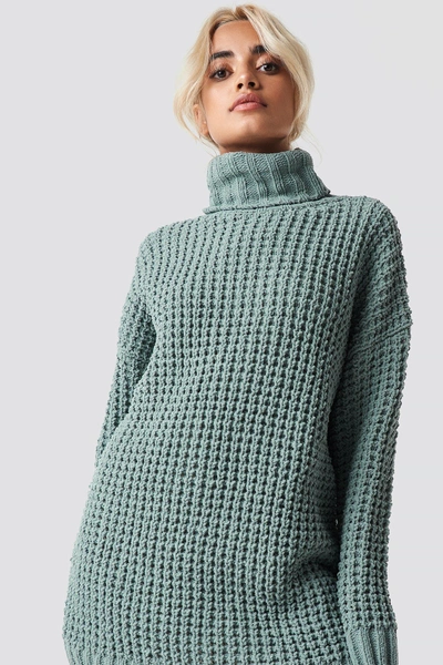 Na-kd Chunky Oversized Knitted Jumper - Green In Duck Green